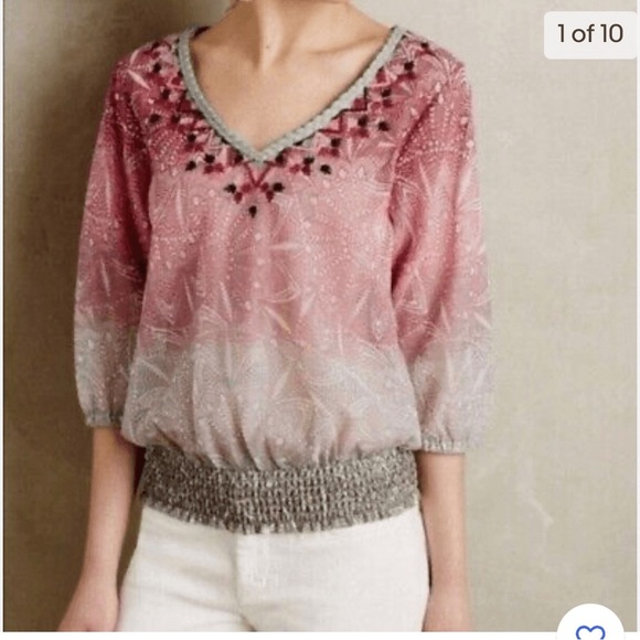 Anthropologie Akemi + Kin Arembepe Embroidered Ombre Top size small - Picture 4 of 4
